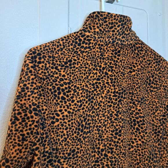 Land's End Women Cheetah Print Pullover 1/4 Zip Front Fleece Sweater M - Picture 11 of 11